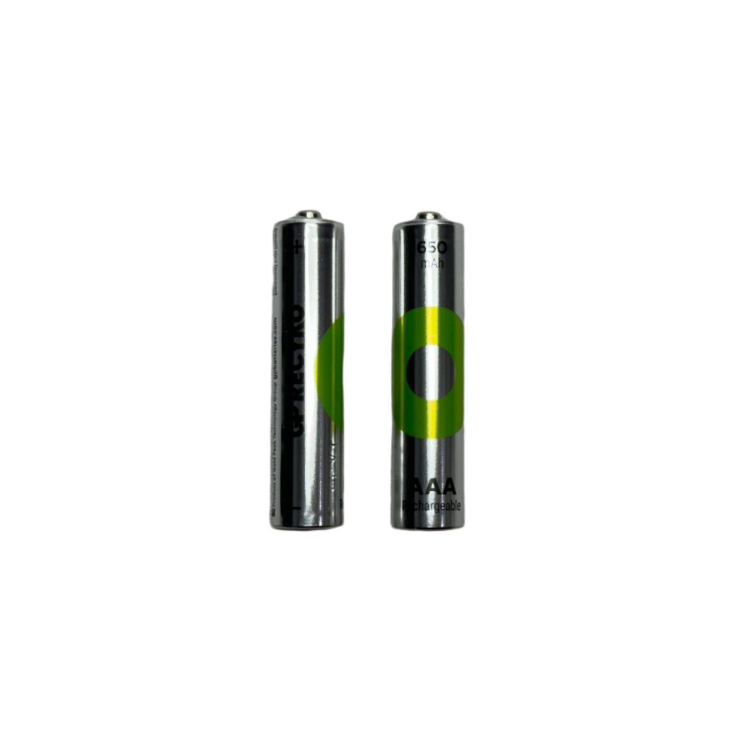 Pilas recargables tamaño AAA de 650 mAh marca GP