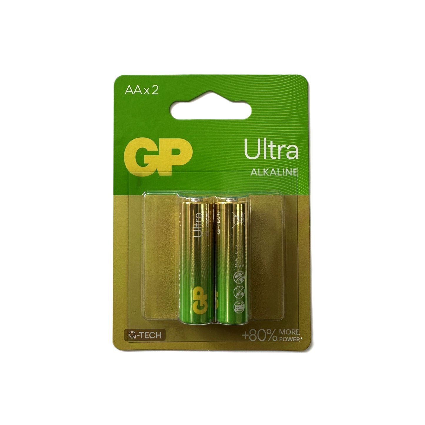 Pilas alcalinas tamaño AA paquete de 2 unidades marca GP
