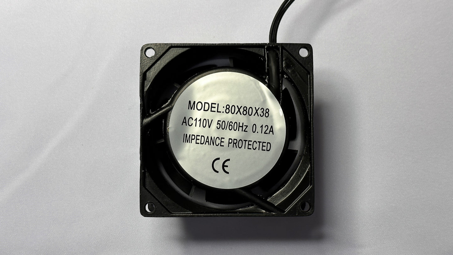 Ventilador 110 Vac 0.12 Amperios tamaño 8 x 8 x 3.8 cm