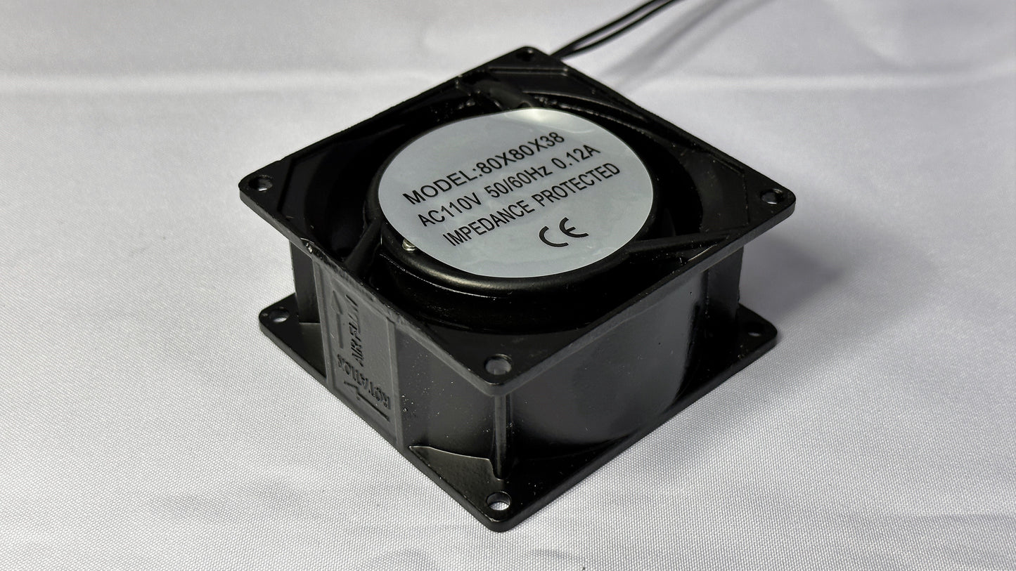 Ventilador 110 Vac 0.12 Amperios tamaño 8 x 8 x 3.8 cm