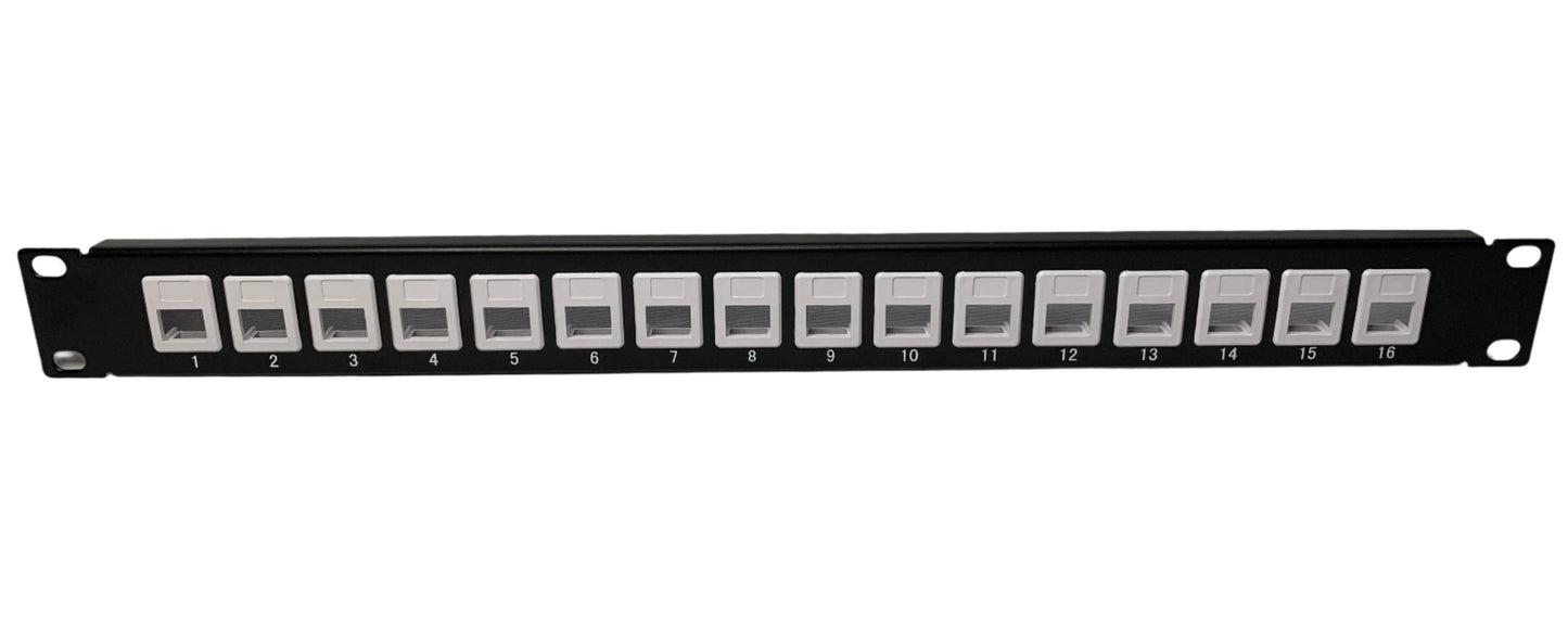 Patch Panel Modular sin jacks de 16 Puertos para rack