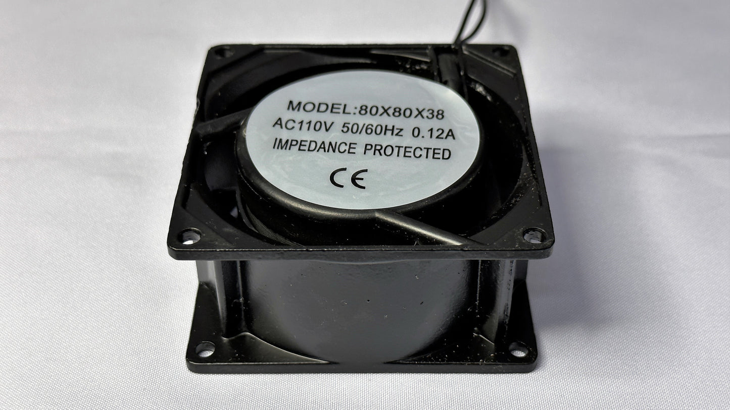 Ventilador 110 Vac 0.12 Amperios tamaño 8 x 8 x 3.8 cm