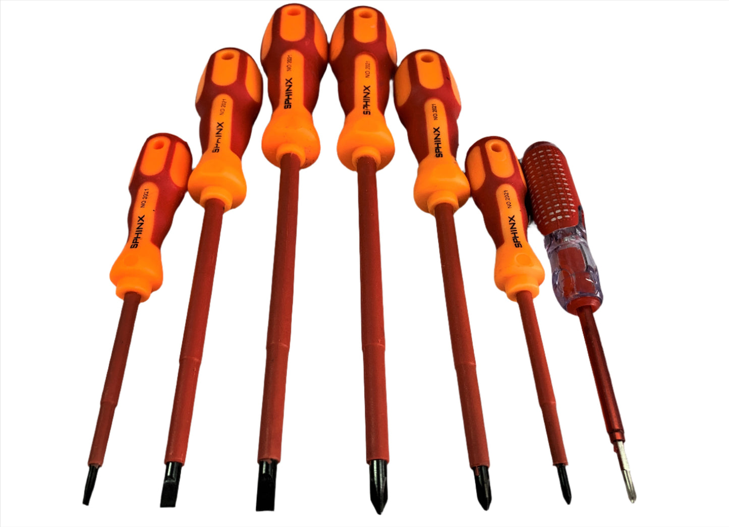 Juego Kit de destornilladores plano y estrella 7 piezas color naranja