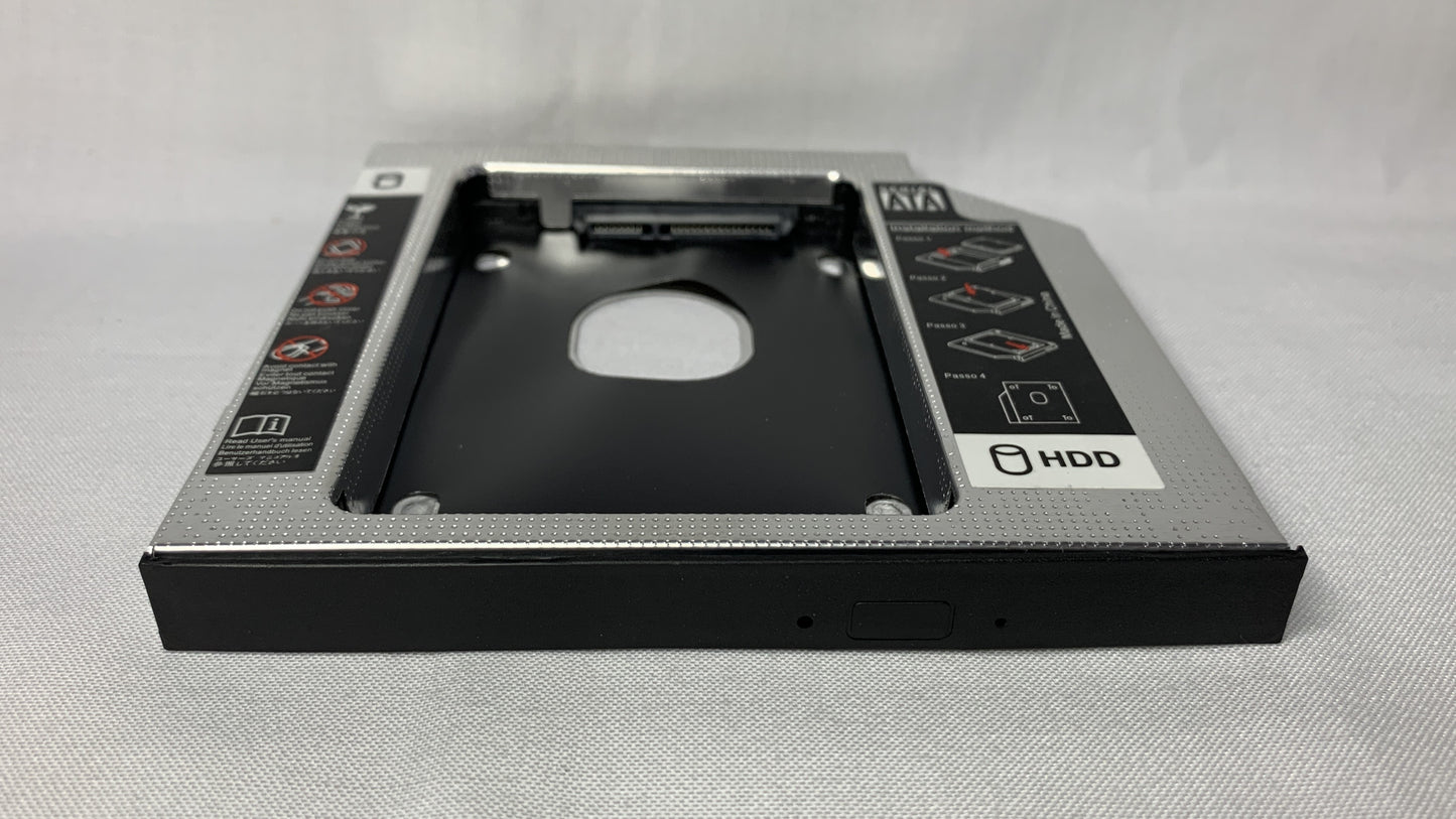 Adaptador Caddy de 12.7 mm para instalar un disco de 2.5 pulgadas en una unidad CD DVD RW