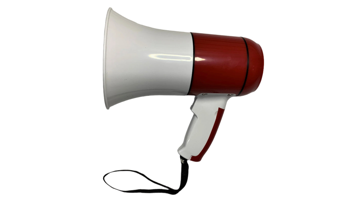Mini Megafono recargable con USB grabacion y musica color Rojo con blanco