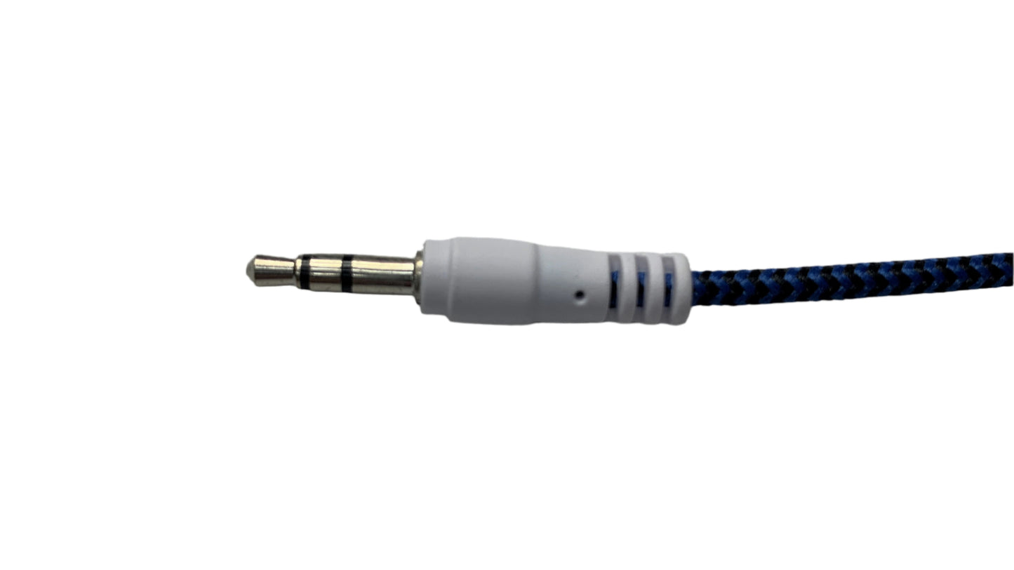 Cable auxiliar tipo tela 2 conectores 3.5 mm estereo 1 metro de largo