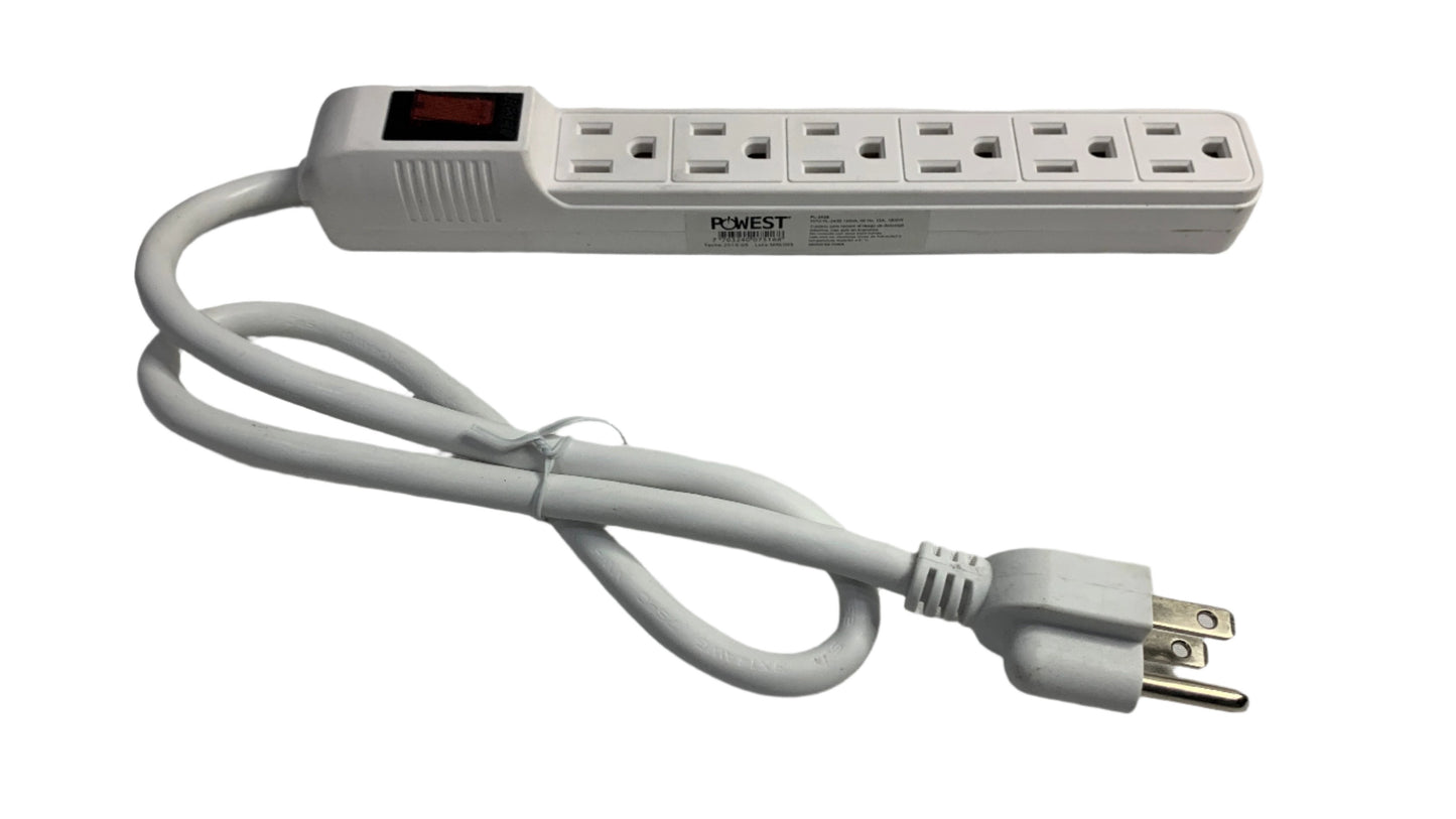 Cortapico de 6 tomas 1800 Watts color blanco marca Powest