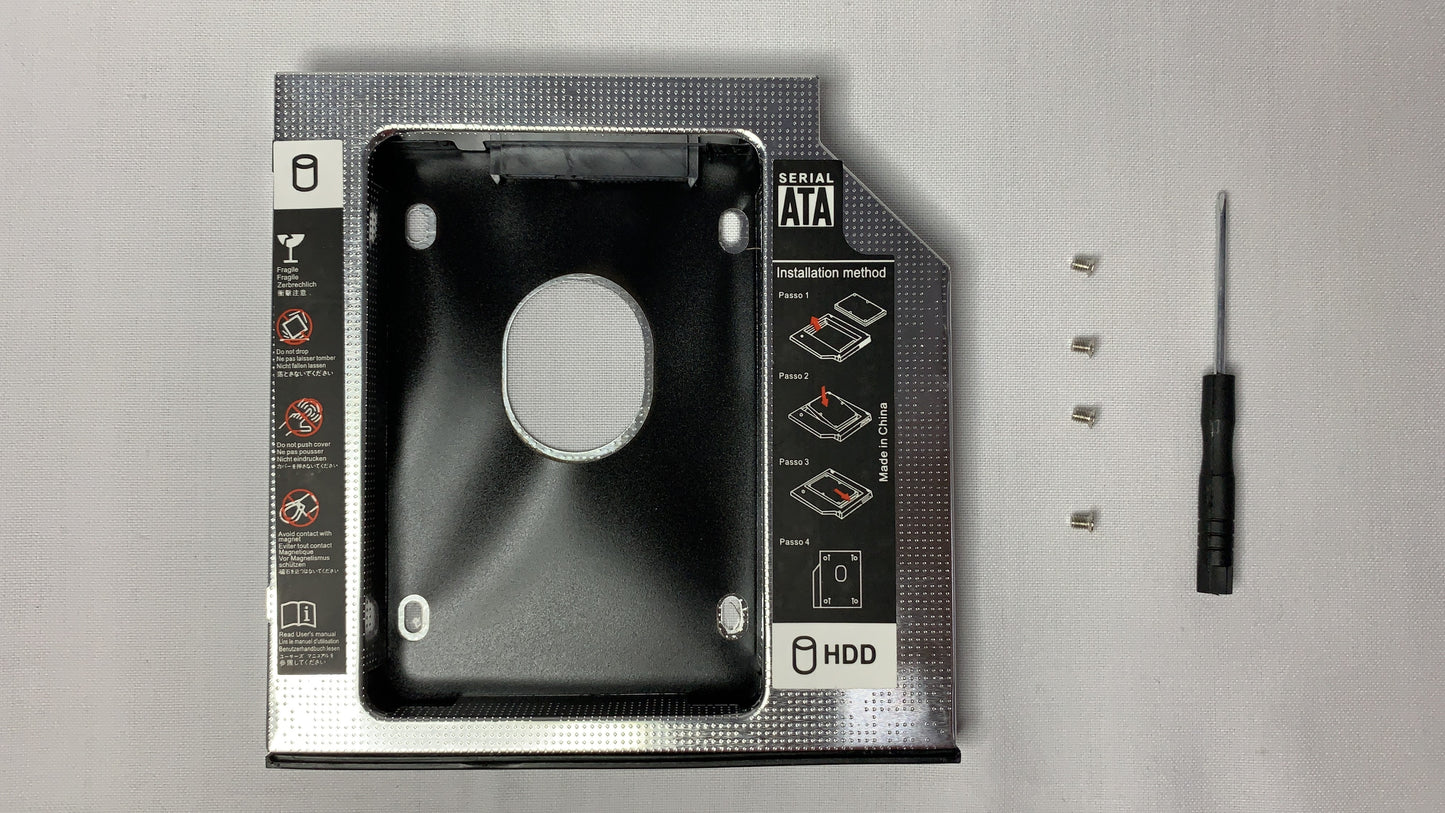 Adaptador Caddy de 12.7 mm para instalar un disco de 2.5 pulgadas en una unidad CD DVD RW
