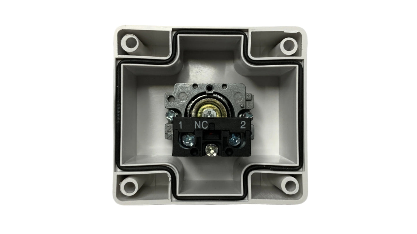 Boton Pulsador tipo hongo 40 mm de Emergencia con Caja