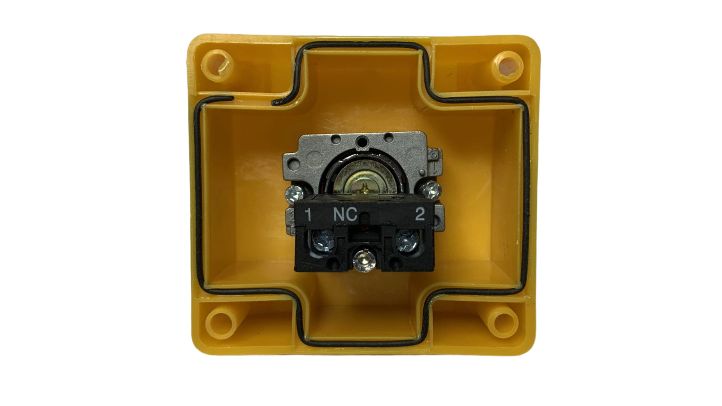 Boton Pulsador tipo hongo 40 mm de Emergencia con Llave y Caja