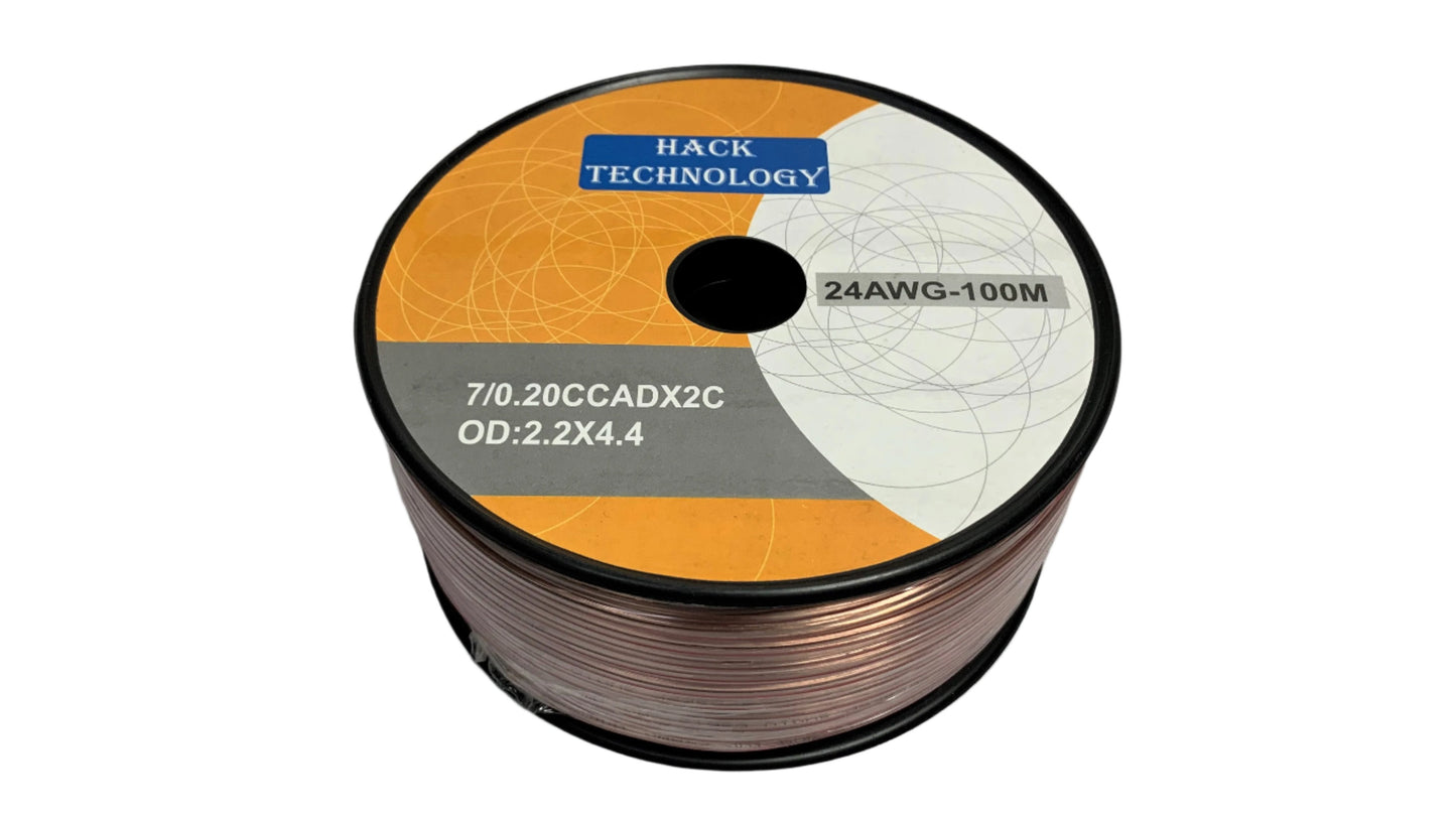 Bobina de cable para Parlante # 24 transparente 100 metros
