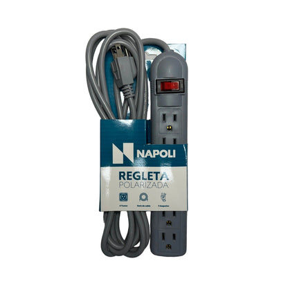 Regleta Electrica de 6 tomas con cable de 3 metros de longitud color gris