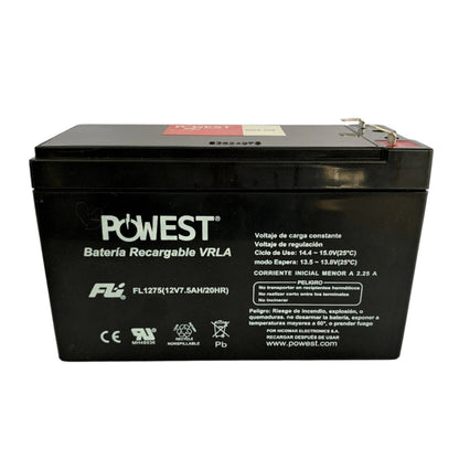 Bateria Seca Recargable 12 V 7.5 Ah sellada marca Powest