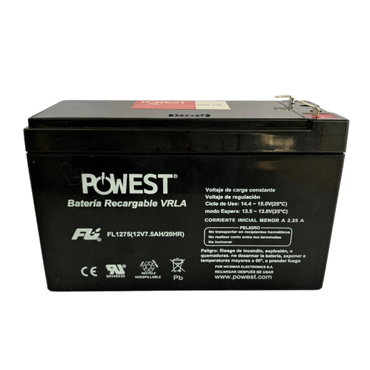 Bateria Seca Recargable 12 V 7.5 Ah sellada marca Powest