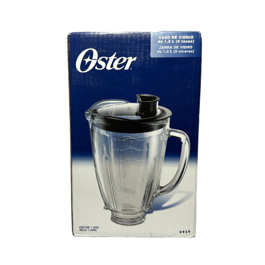 Vaso redondo de vidrio de licuadora reversible Oster con tapa 100% original