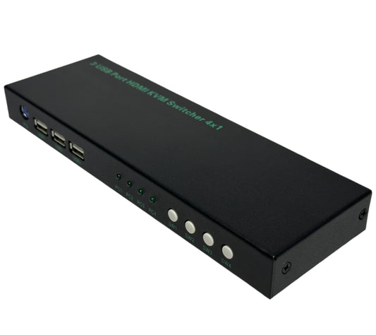 Switch KVM USB y HDMI Full HD 4K Teclado Mouse Video de 4 puertos