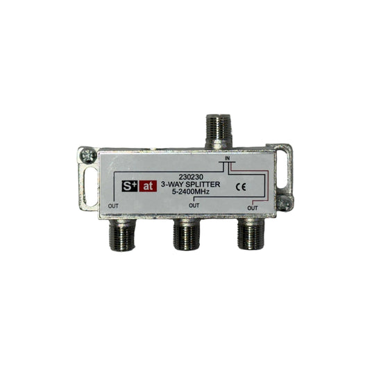 Splitter coaxial satelital de 1 entrada a 3 salidas marca S+
