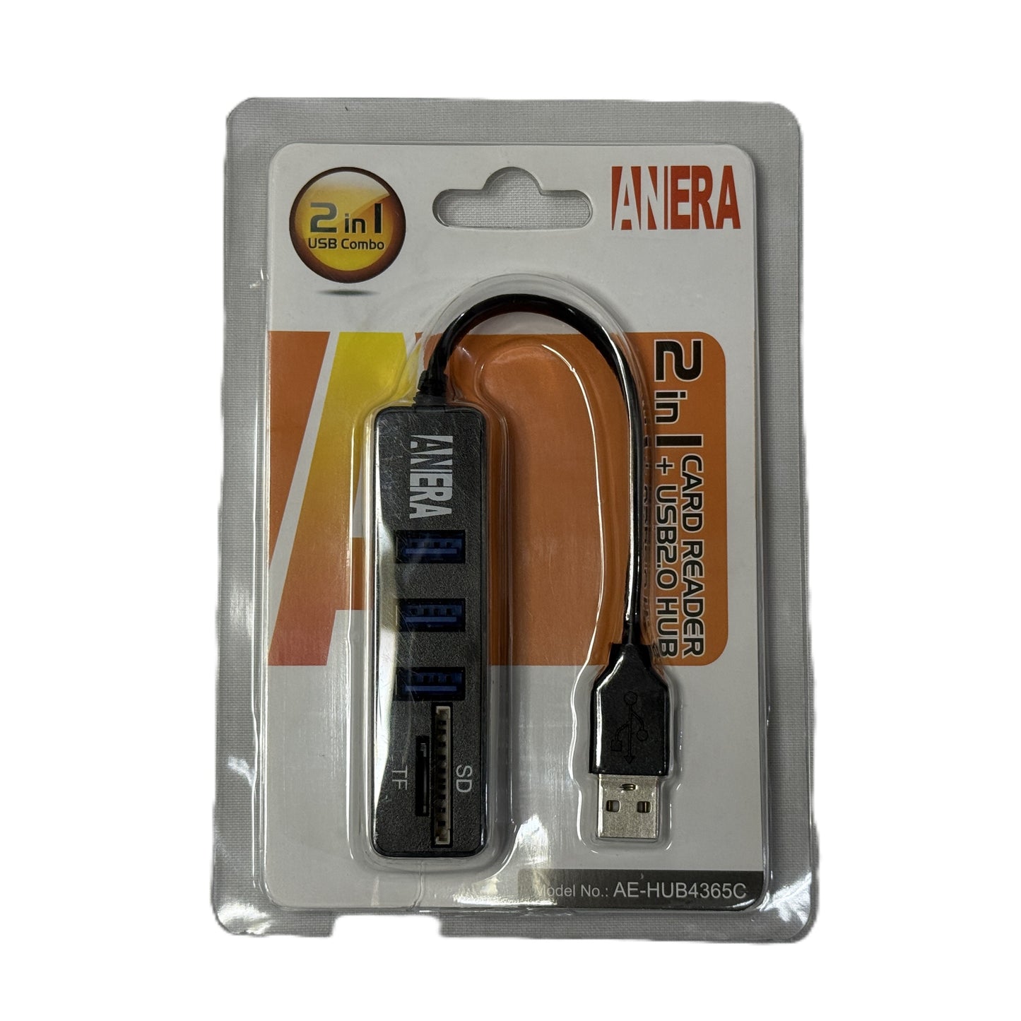 Hub USB 2.0 de 3 puertos y Lector de Memorias marca Anera