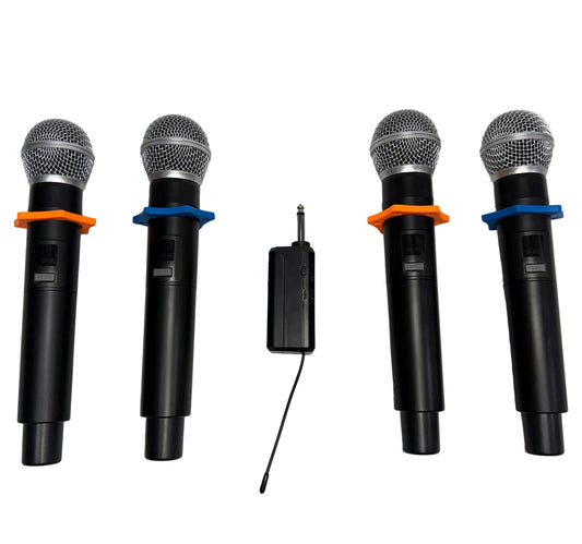 Microfono Inalambrico Cuadruple Recargable Semi Profesional con baterias de Litio