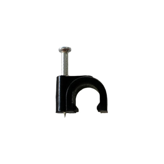 100 Grapas Redondas 7 mm de Color Negro con Clavo para sujetar cable