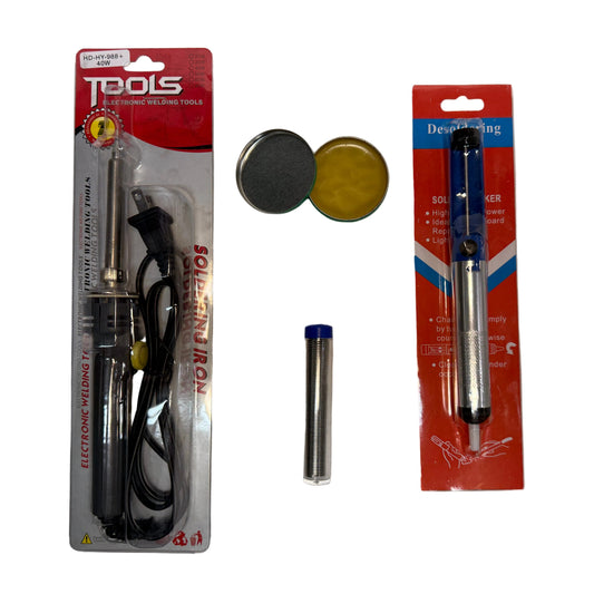 Combo Cautin tipo lapiz + Estaño + Pasta para soldar + Absorvedor de Suelda