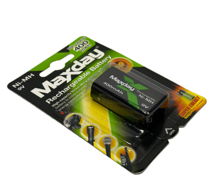 Bateria Recargable 9 V de 400 mAh marca Maxday