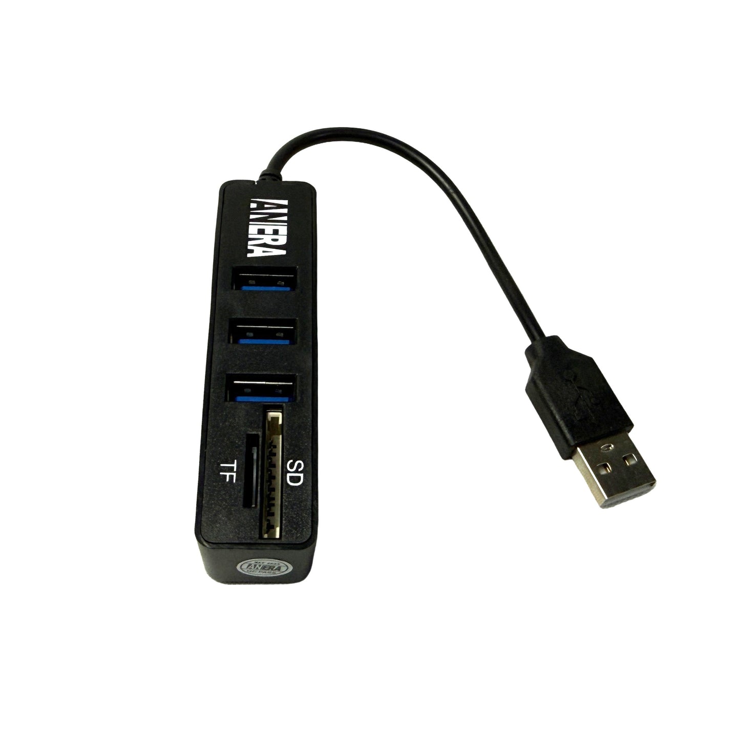 Hub USB 2.0 de 3 puertos y Lector de Memorias marca Anera