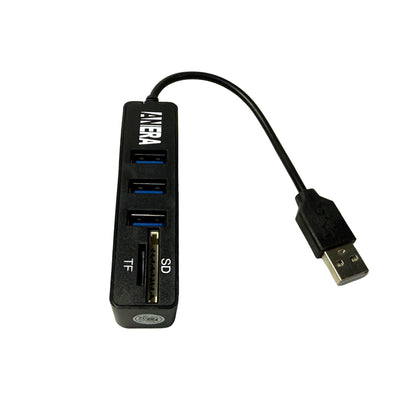 Hub USB 2.0 de 3 puertos y Lector de Memorias marca Anera