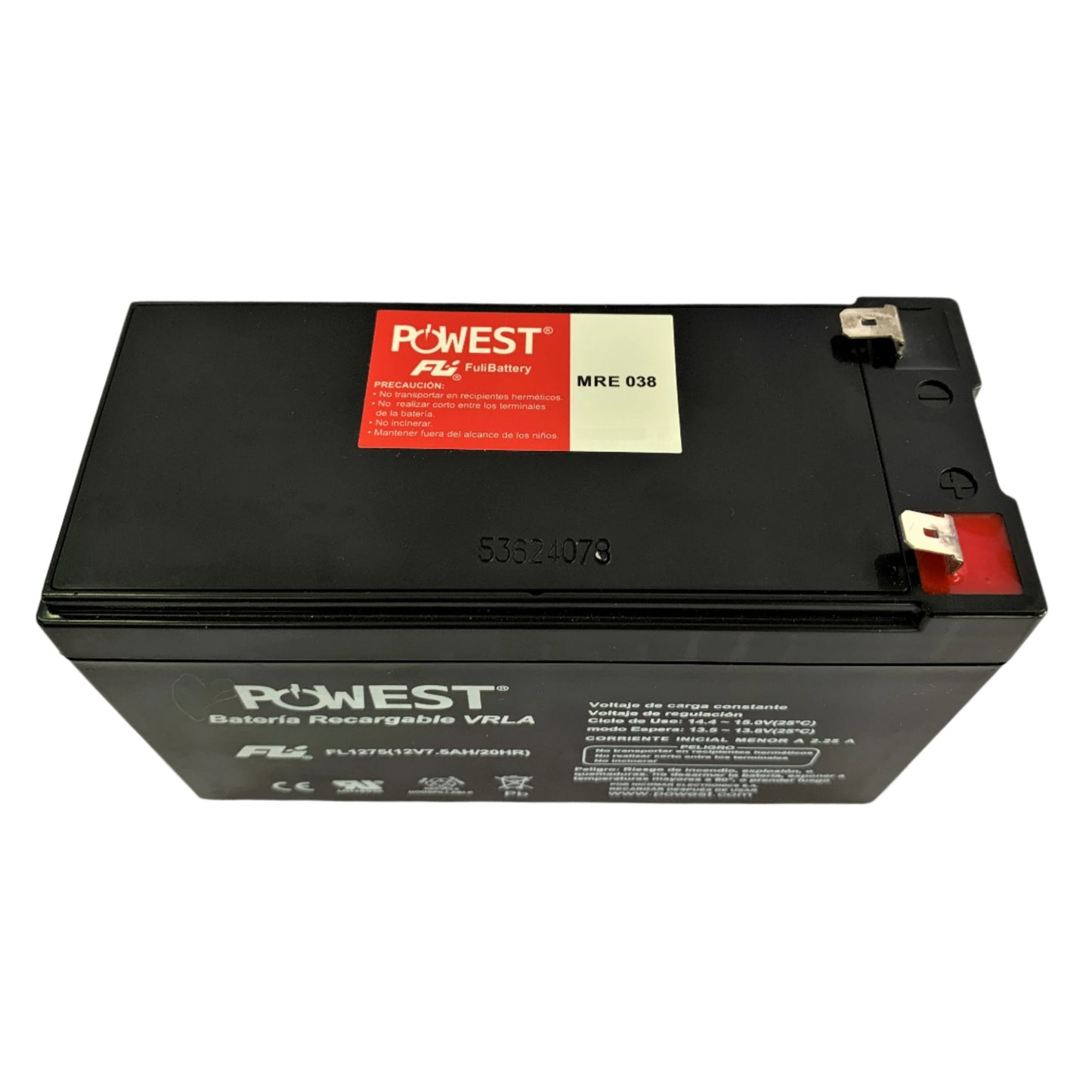 Bateria Seca Recargable 12 V 7.5 Ah sellada marca Powest