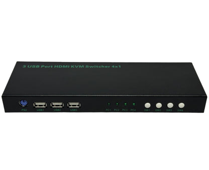 Switch KVM USB y HDMI Full HD 4K Teclado Mouse Video de 4 puertos