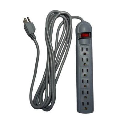 Regleta Electrica de 6 tomas con cable de 3 metros de longitud color gris