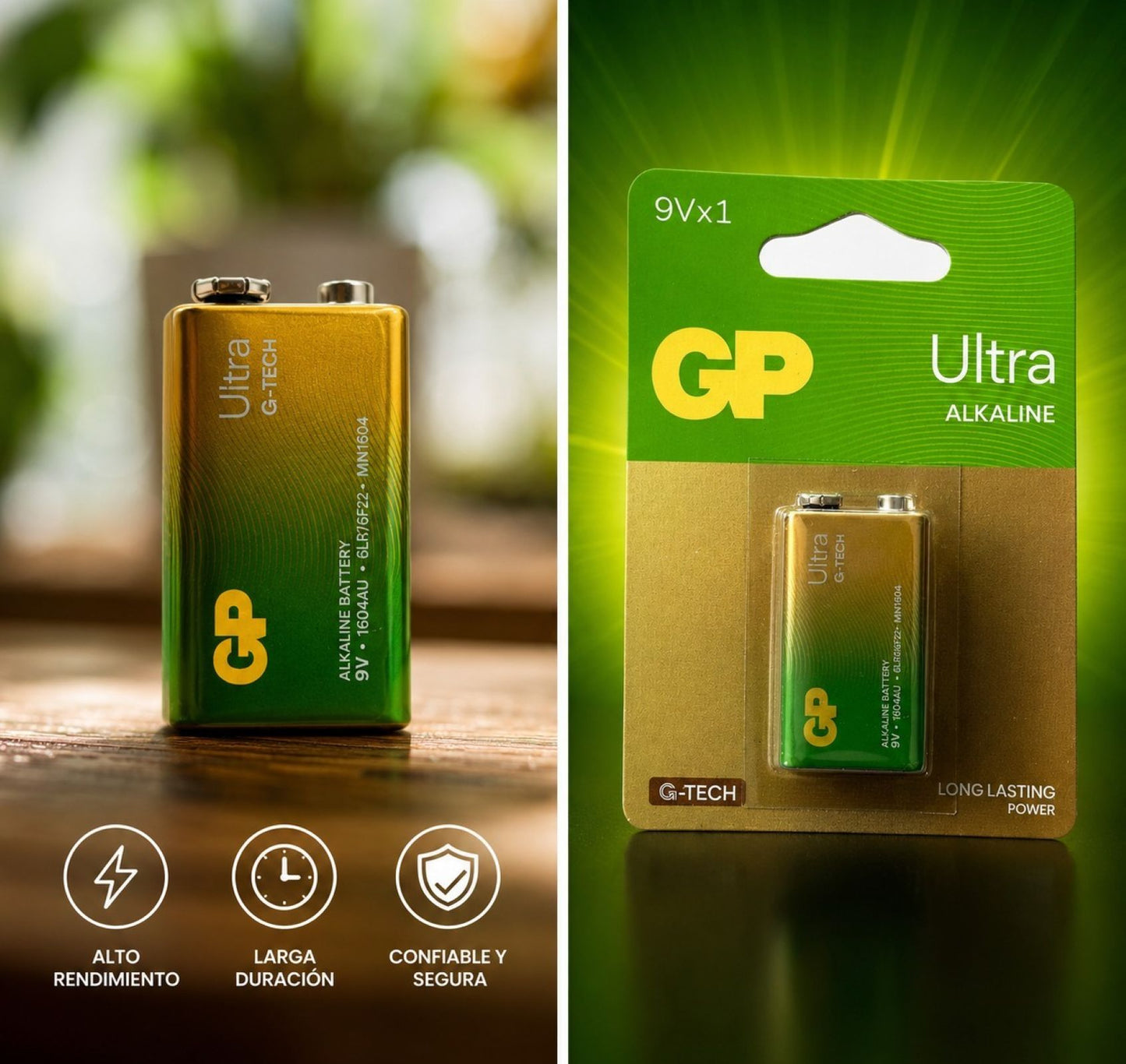 Bateria Alcalina de 9 V marca GP