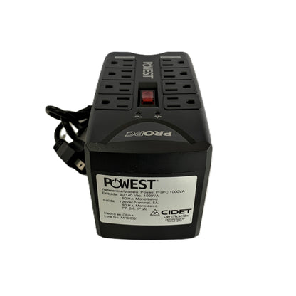 Regulador de Voltaje de 1000 VA 8 tomas marca Powest