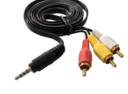 Cable Tripolar audio video de conector 3.5 mm a 3 RCA macho