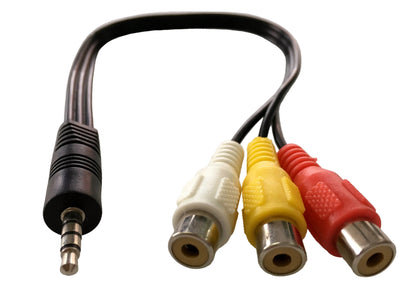 Cable Tripolar audio video de conector 3.5 mm a 3 RCA hembra