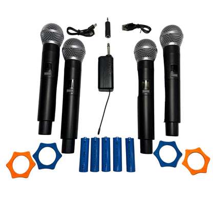 Microfono Inalambrico Cuadruple Recargable Semi Profesional con baterias de Litio