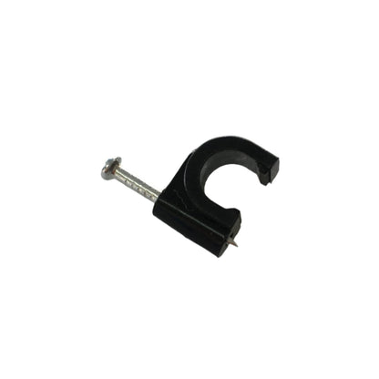 100 Grapas Redondas 7 mm de Color Negro con Clavo para sujetar cable