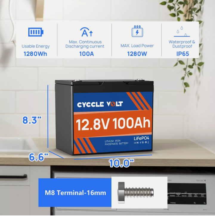 Bateria Recargable de Litio 12 V 100 Ah sellada marca Cycle Volt