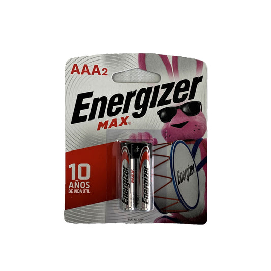 Pilas alcalinas AAA marca Energizer paquete de 2 unidades