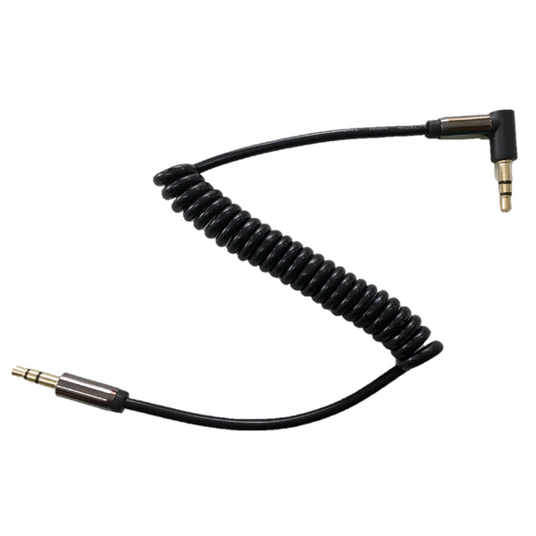 Cable Auxiliar Stereo Espiralado de audio conector en angulo 1 metro