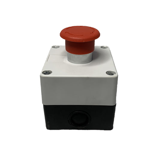 Boton Pulsador tipo hongo 40 mm de Emergencia con Caja