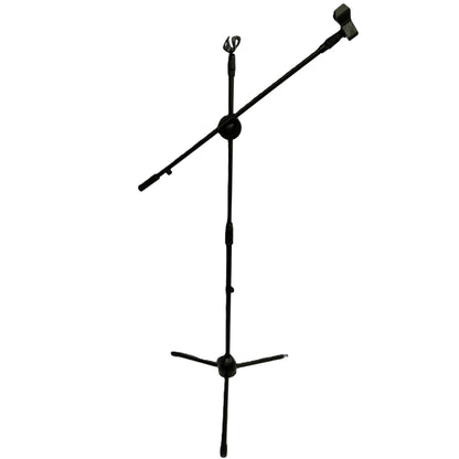 Pedestal Doble de Piso para Microfono color Negro