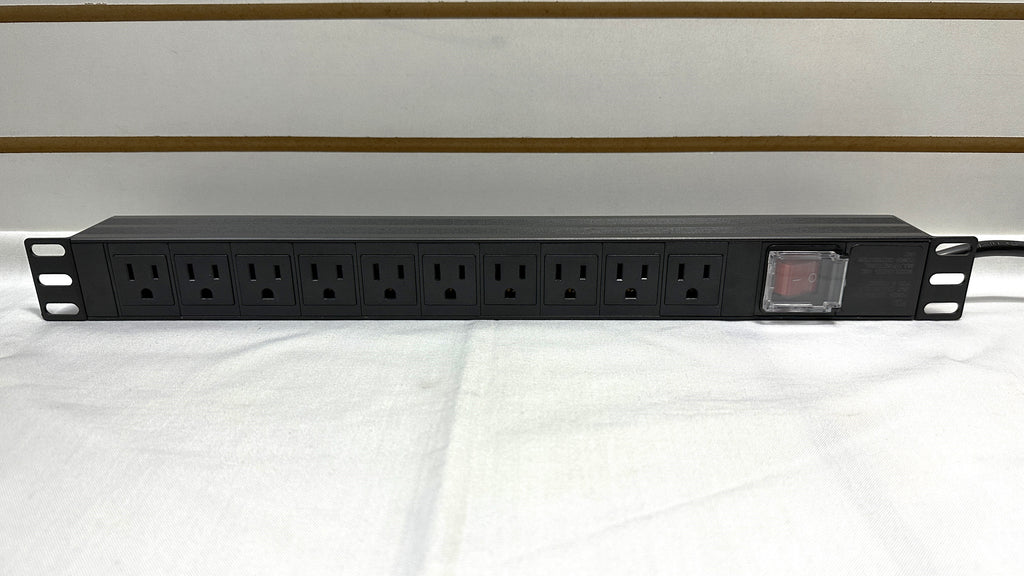 Regleta de alimentación PDU horizontal de 10 salidas para montaje en rack  de 1U, protección contra sobretensiones, 10 interruptores LED individuales