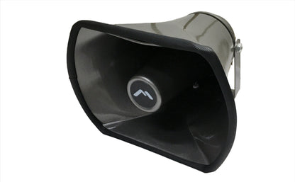 Combo Amplificador de Perifoneo 30 W Radio FM Bluetooth y USB + Corneta de Perifoneo Rectangular