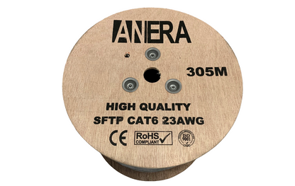 Bobina de Cable SFTP categoria 6 UTP para exteriores 305 metros marca Anera