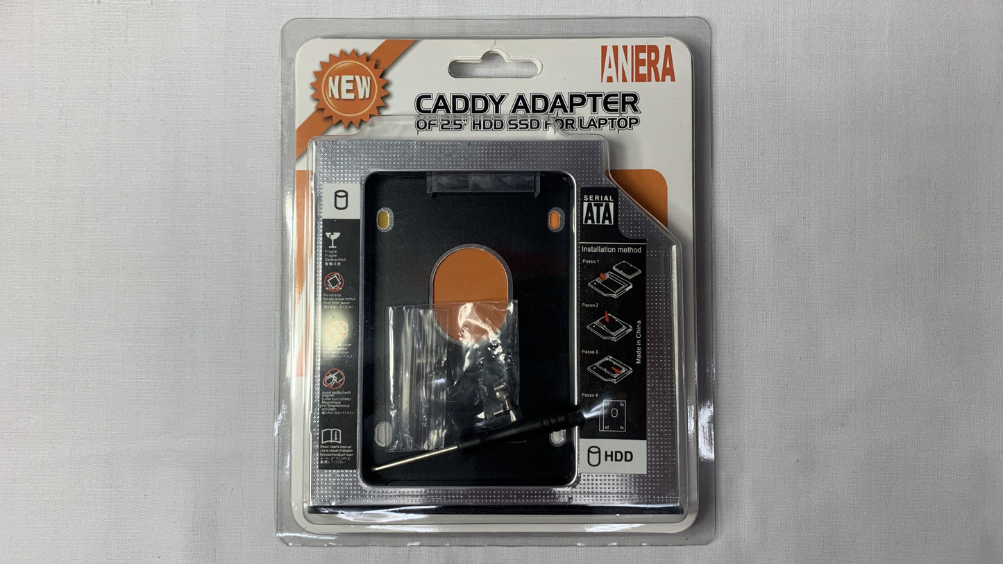 Adaptador Caddy de 9.5 mm para instalar un disco de 2.5 pulgadas en una unidad CD DVD RW