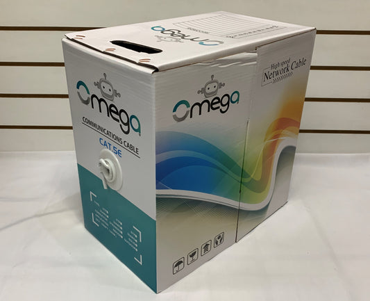 Bobina de cable UTP 305 metros categoria 5e color blanco marca Omega