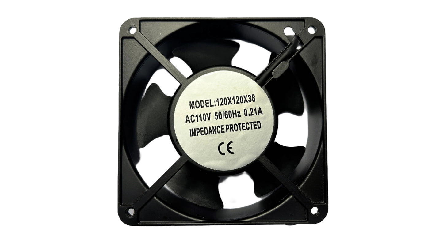 Ventilador 110 Vac 0.21 Amperios tamaño 12 x 12 x 3.8 cm