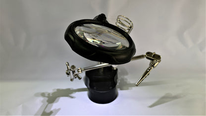 Tercera mano con Lupa, Porta Cautin, Pinzas Lagarto y luz LED