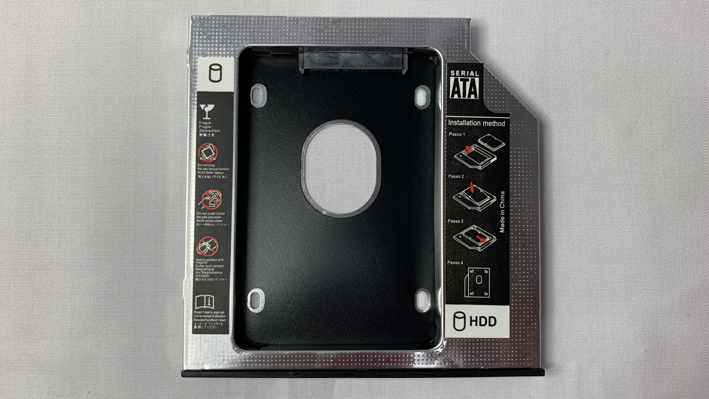 Adaptador Caddy de 9.5 mm para instalar un disco de 2.5 pulgadas en una unidad CD DVD RW